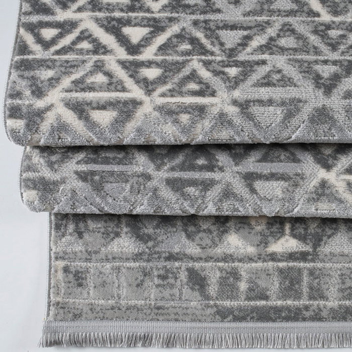 Conceptum Notta 1108 Alfombra de Pasillo Gris y Crema 80 x 150 cm